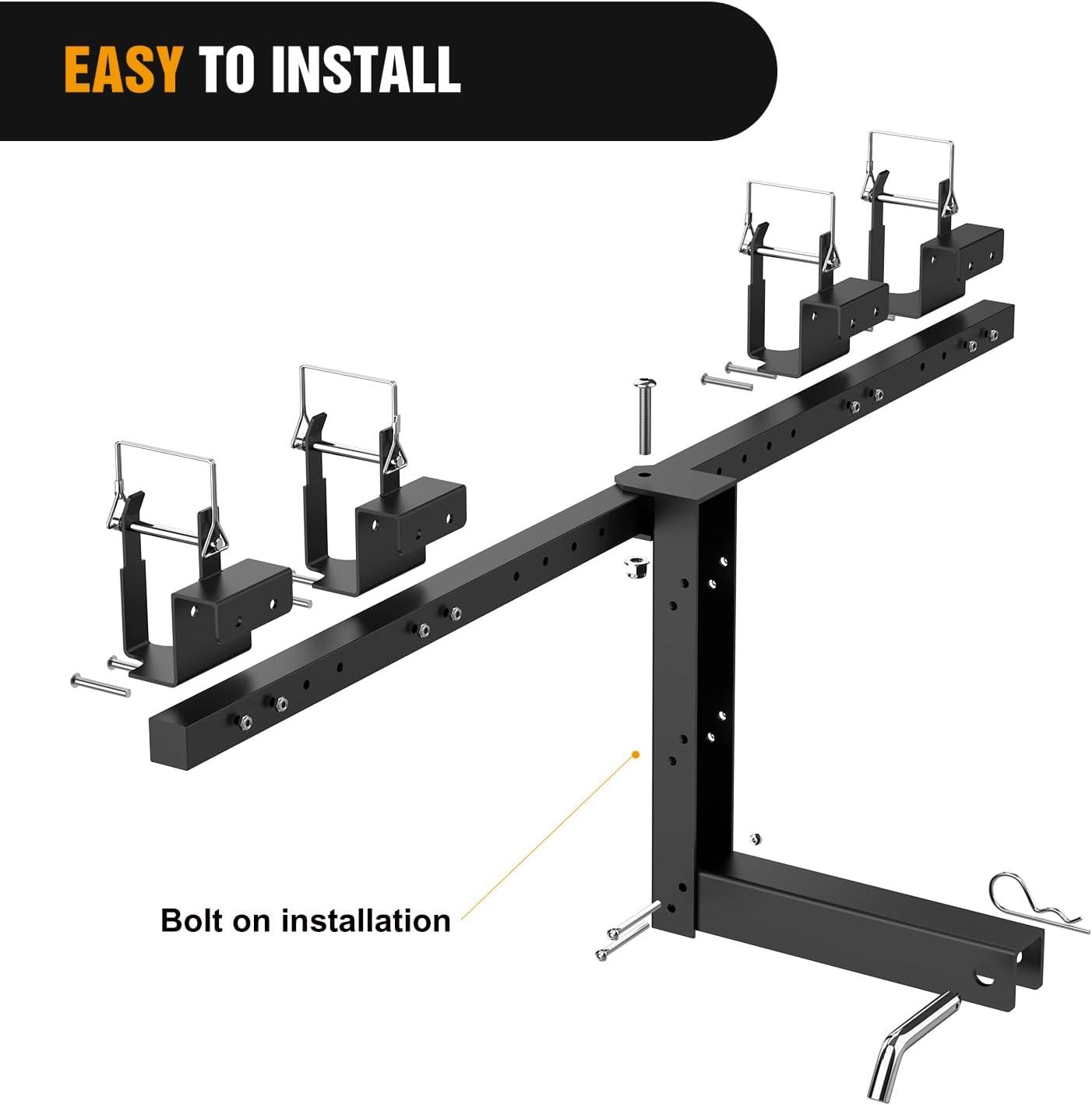 image:imageNilight Dual Trash Can Hauler Hitch Adjustable Height Garbage Can Towing Hitch Carrier Double Trash Can Transporter Trailer Hitch for Truck SUV ATV UTV Golf Cart Lawn Tractor with 2 Receiver