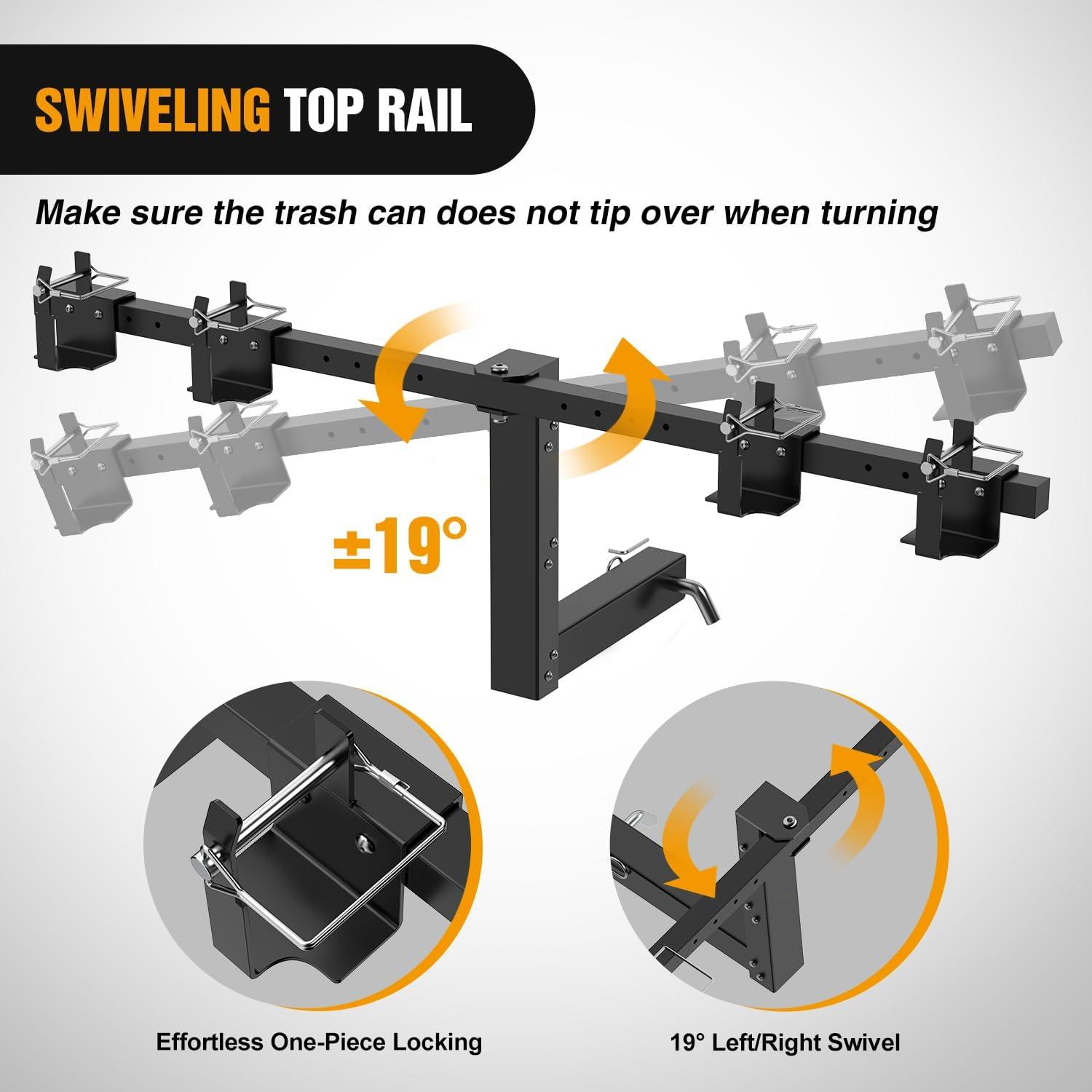 image:imageNilight Dual Trash Can Hauler Hitch Adjustable Height Garbage Can Towing Hitch Carrier Double Trash Can Transporter Trailer Hitch for Truck SUV ATV UTV Golf Cart Lawn Tractor with 2 Receiver