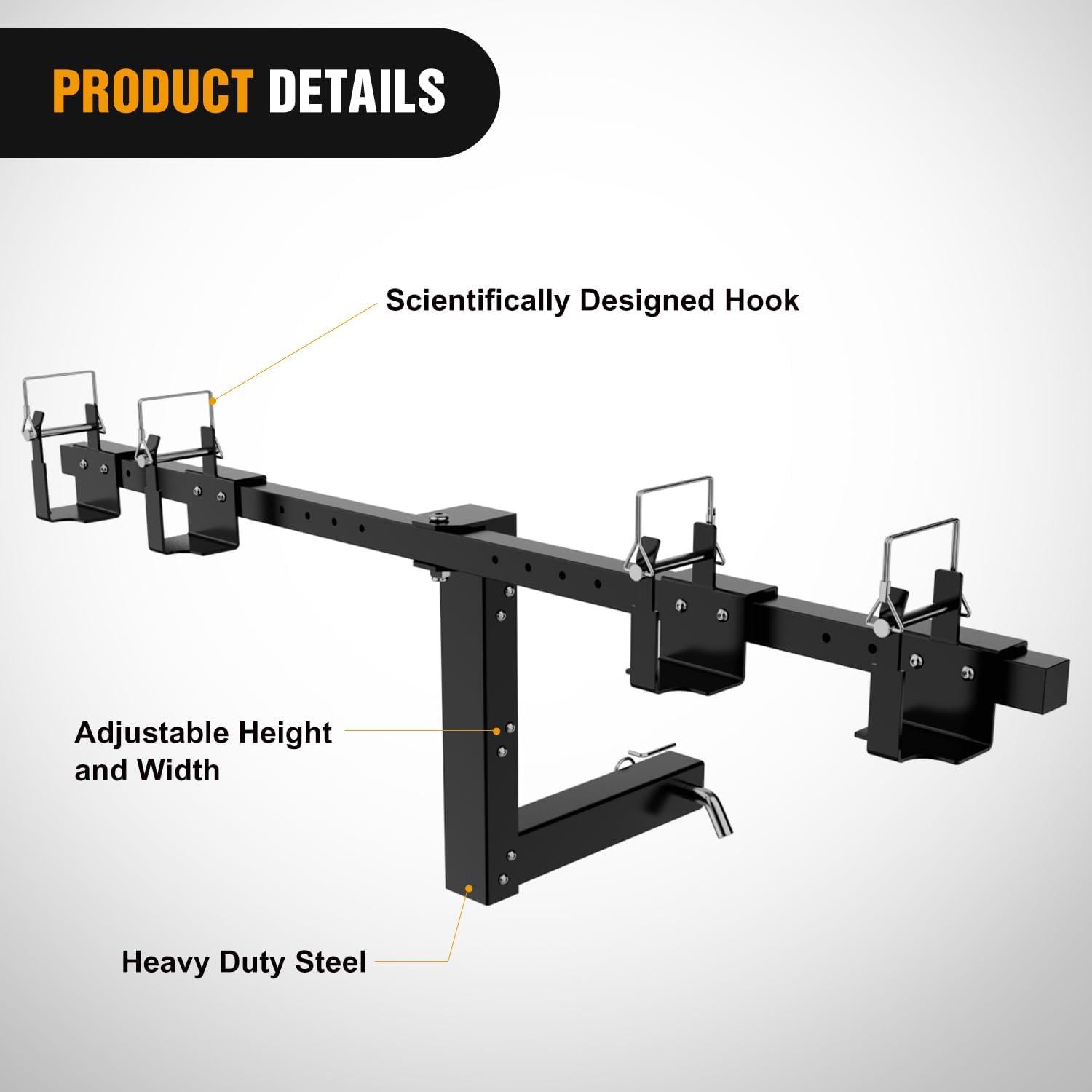 image:imageNilight Dual Trash Can Hauler Hitch Adjustable Height Garbage Can Towing Hitch Carrier Double Trash Can Transporter Trailer Hitch for Truck SUV ATV UTV Golf Cart Lawn Tractor with 2 Receiver