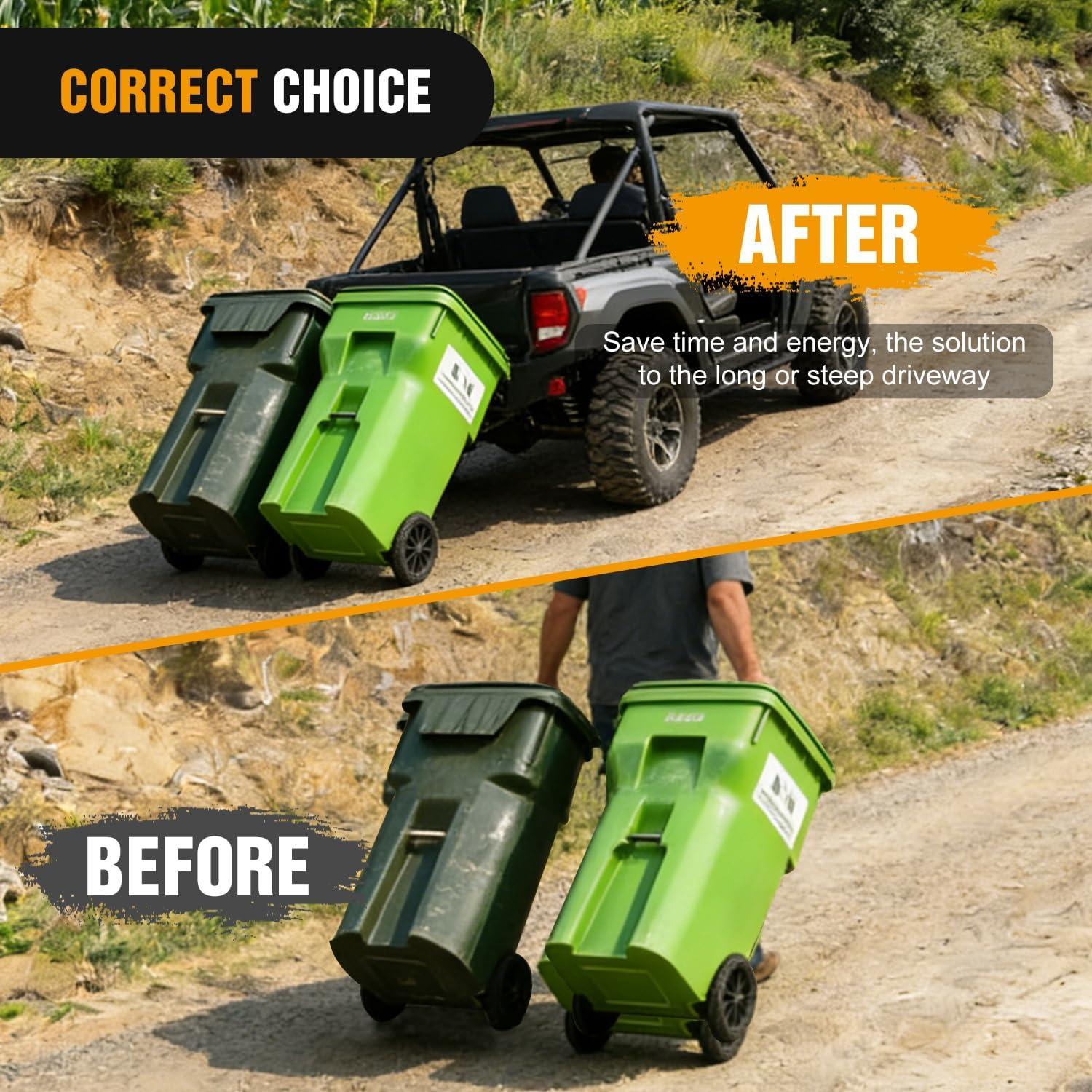 image:imageNilight Dual Trash Can Hauler Hitch Adjustable Height Garbage Can Towing Hitch Carrier Double Trash Can Transporter Trailer Hitch for Truck SUV ATV UTV Golf Cart Lawn Tractor with 2 Receiver