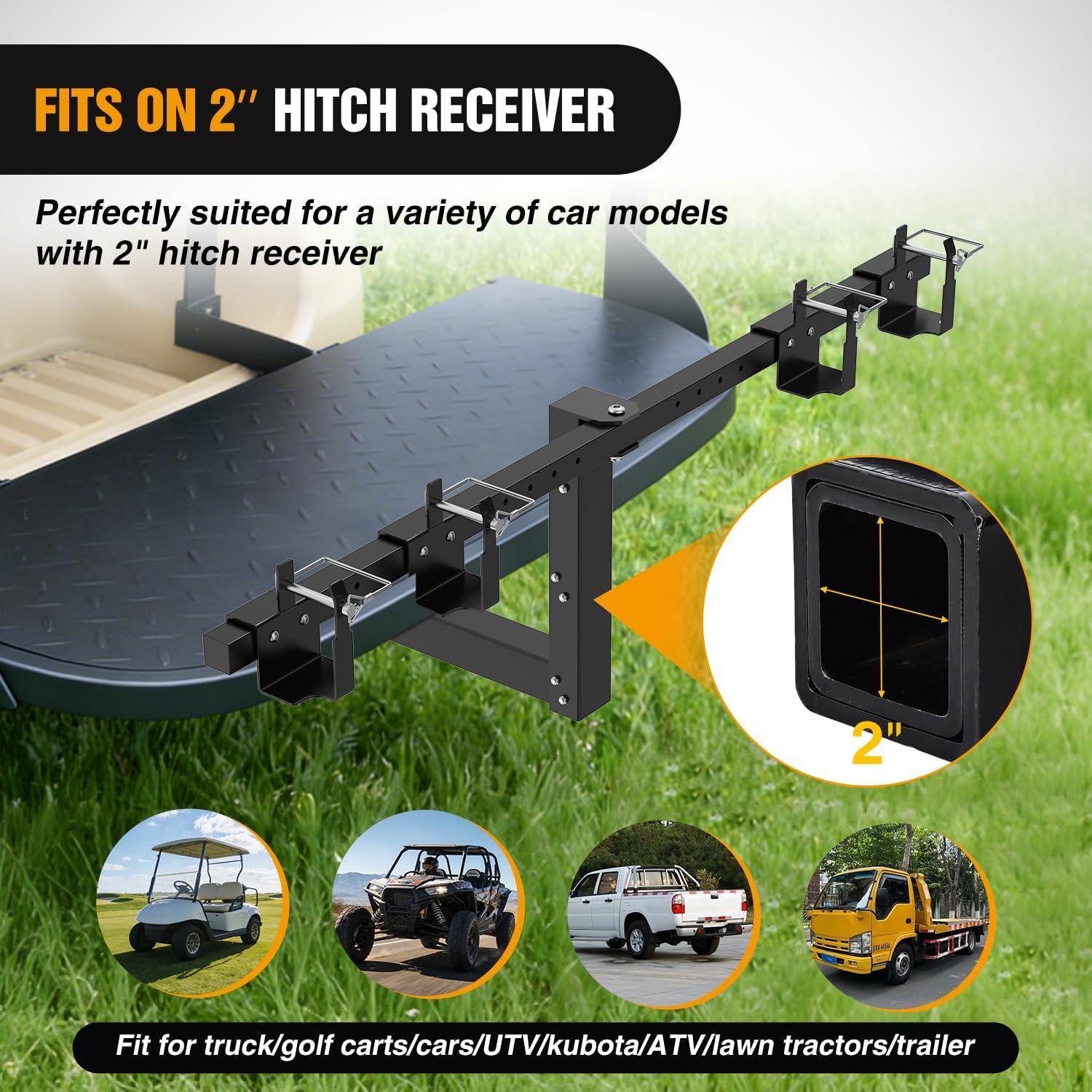 image:imageNilight Dual Trash Can Hauler Hitch Adjustable Height Garbage Can Towing Hitch Carrier Double Trash Can Transporter Trailer Hitch for Truck SUV ATV UTV Golf Cart Lawn Tractor with 2 Receiver