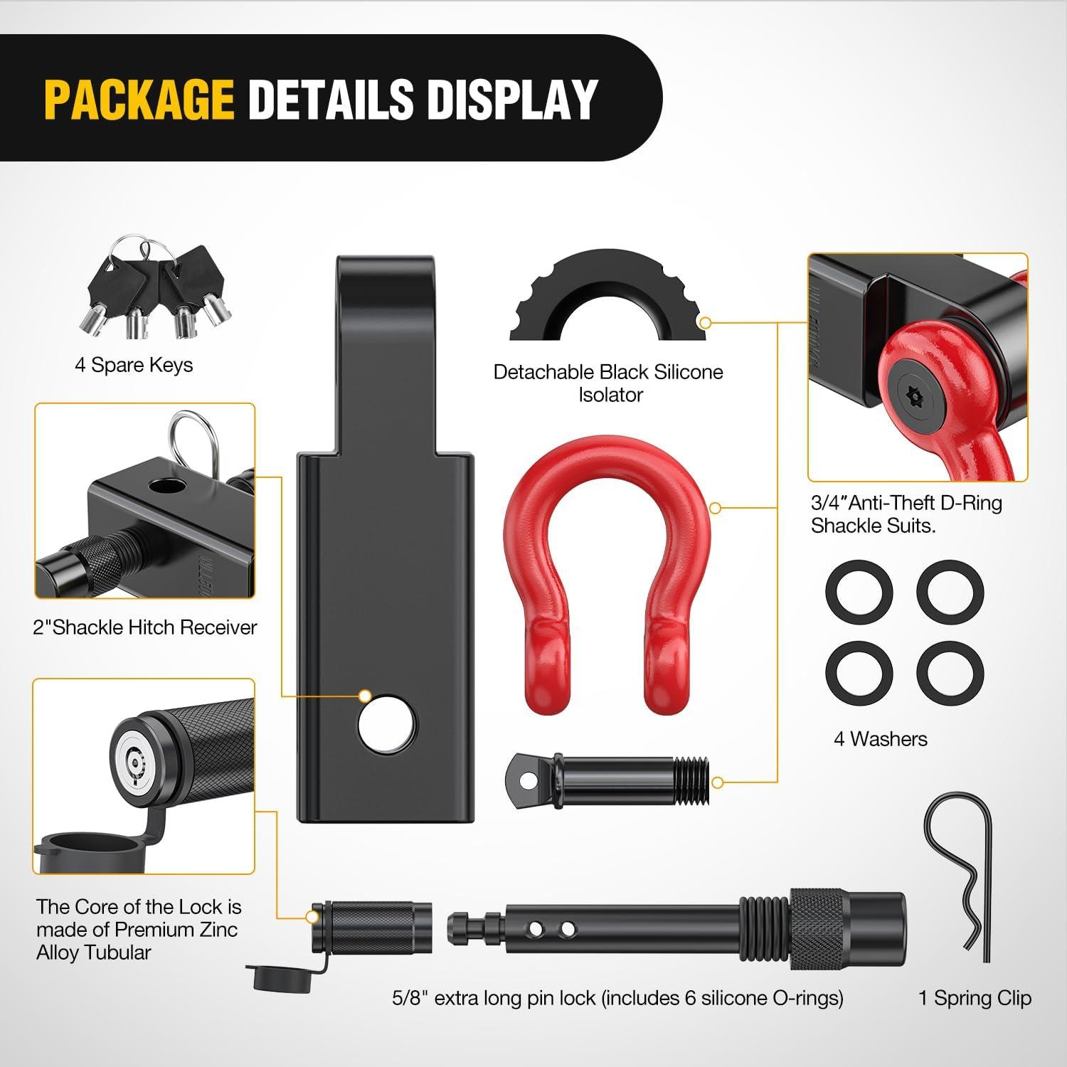 image:imageNilight Heavy Duty Trailer Shackle Kit for Double Eye Springs Fits 35K52K Axles DualStage AntiRust Coated Complete Installation Hardware Included Durable Suspension Repair Parts BlackHitch w Lock Pin Black Red