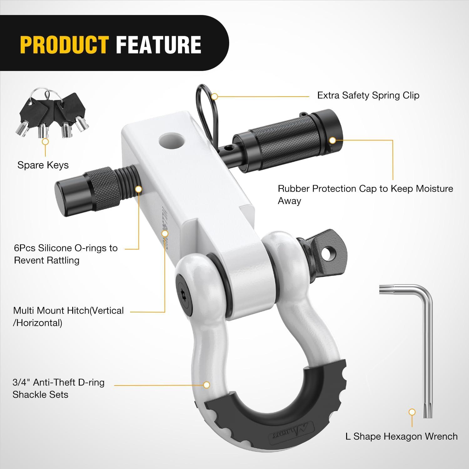 image:imageNilight Heavy Duty Trailer Shackle Kit for Double Eye Springs Fits 35K52K Axles DualStage AntiRust Coated Complete Installation Hardware Included Durable Suspension Repair Parts BlackHitch w Lock Pin White