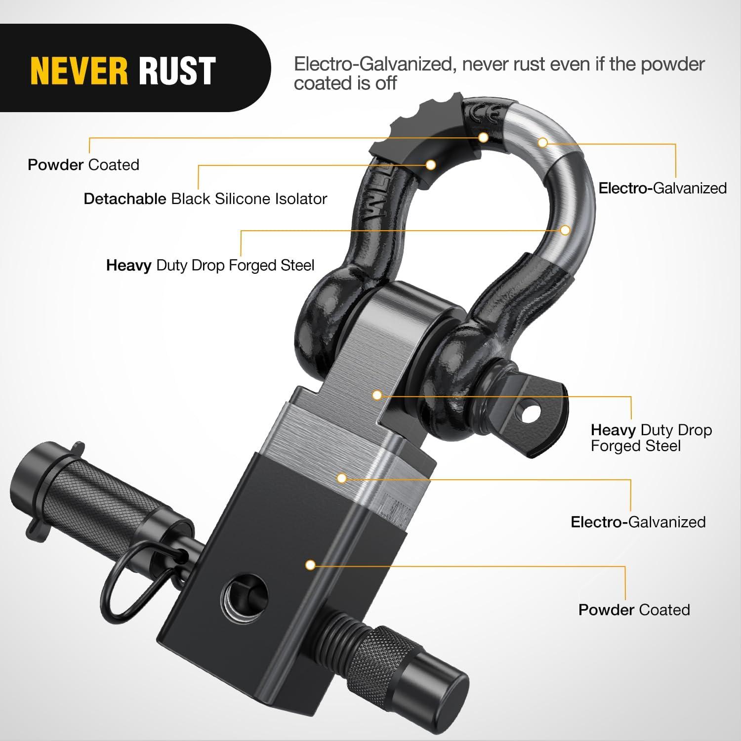 image:imageNilight Heavy Duty Trailer Shackle Kit for Double Eye Springs Fits 35K52K Axles DualStage AntiRust Coated Complete Installation Hardware Included Durable Suspension Repair Parts BlackHitch w Lock Pin Black