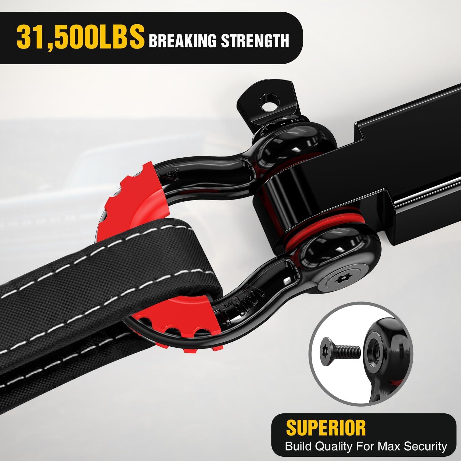 image:imageNilight Heavy Duty Trailer Shackle Kit for Double Eye Springs Fits 35K52K Axles DualStage AntiRust Coated Complete Installation Hardware Included Durable Suspension Repair Parts Black20ft Tow Strap DRing Shackle Hitch