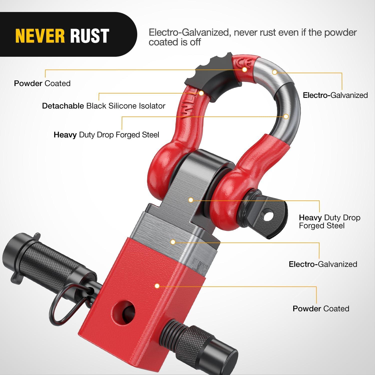 image:imageNilight Heavy Duty Trailer Shackle Kit for Double Eye Springs Fits 35K52K Axles DualStage AntiRust Coated Complete Installation Hardware Included Durable Suspension Repair Parts BlackHitch w Lock Pin Red
