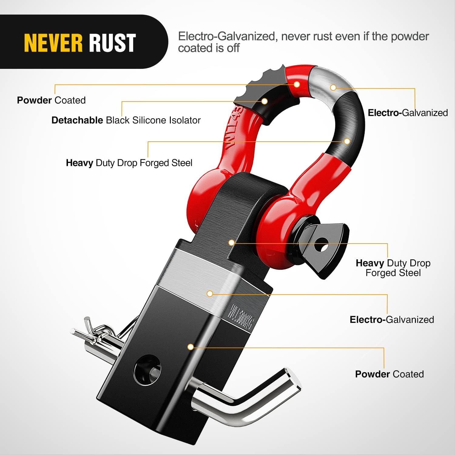 image:imageNilight Heavy Duty Trailer Shackle Kit for Double Eye Springs Fits 35K52K Axles DualStage AntiRust Coated Complete Installation Hardware Included Durable Suspension Repair Parts BlackBlackRed
