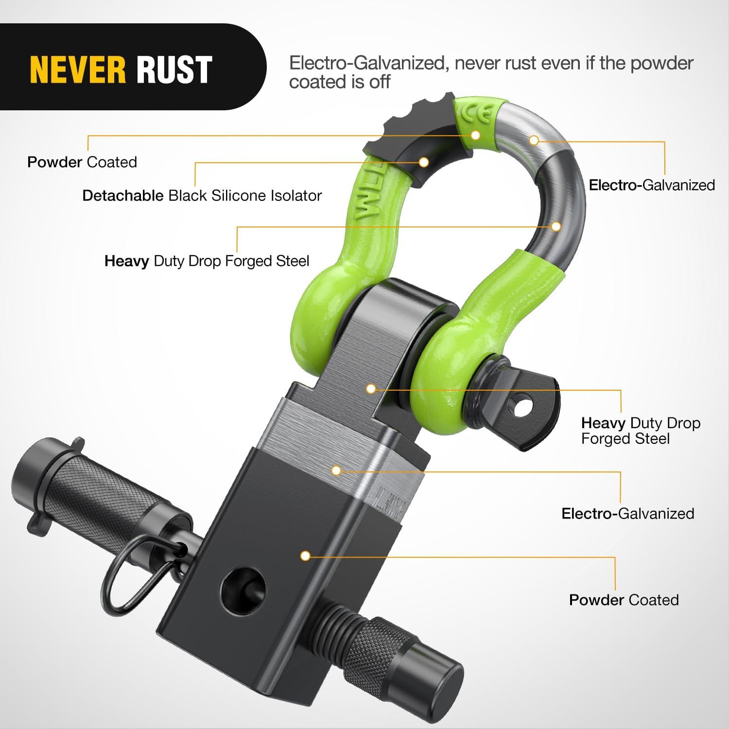 image:imageNilight Heavy Duty Trailer Shackle Kit for Double Eye Springs Fits 35K52K Axles DualStage AntiRust Coated Complete Installation Hardware Included Durable Suspension Repair Parts BlackHitch w Lock Pin Black Green