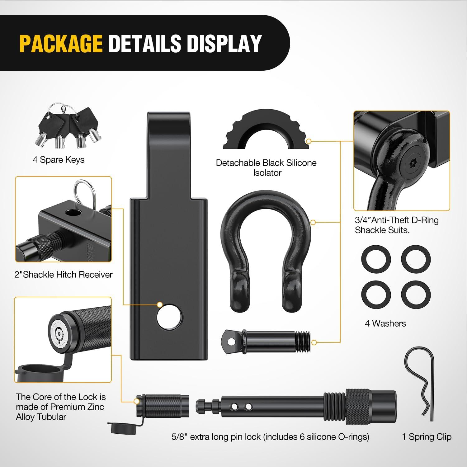 image:imageNilight Heavy Duty Trailer Shackle Kit for Double Eye Springs Fits 35K52K Axles DualStage AntiRust Coated Complete Installation Hardware Included Durable Suspension Repair Parts BlackHitch w Lock Pin Black