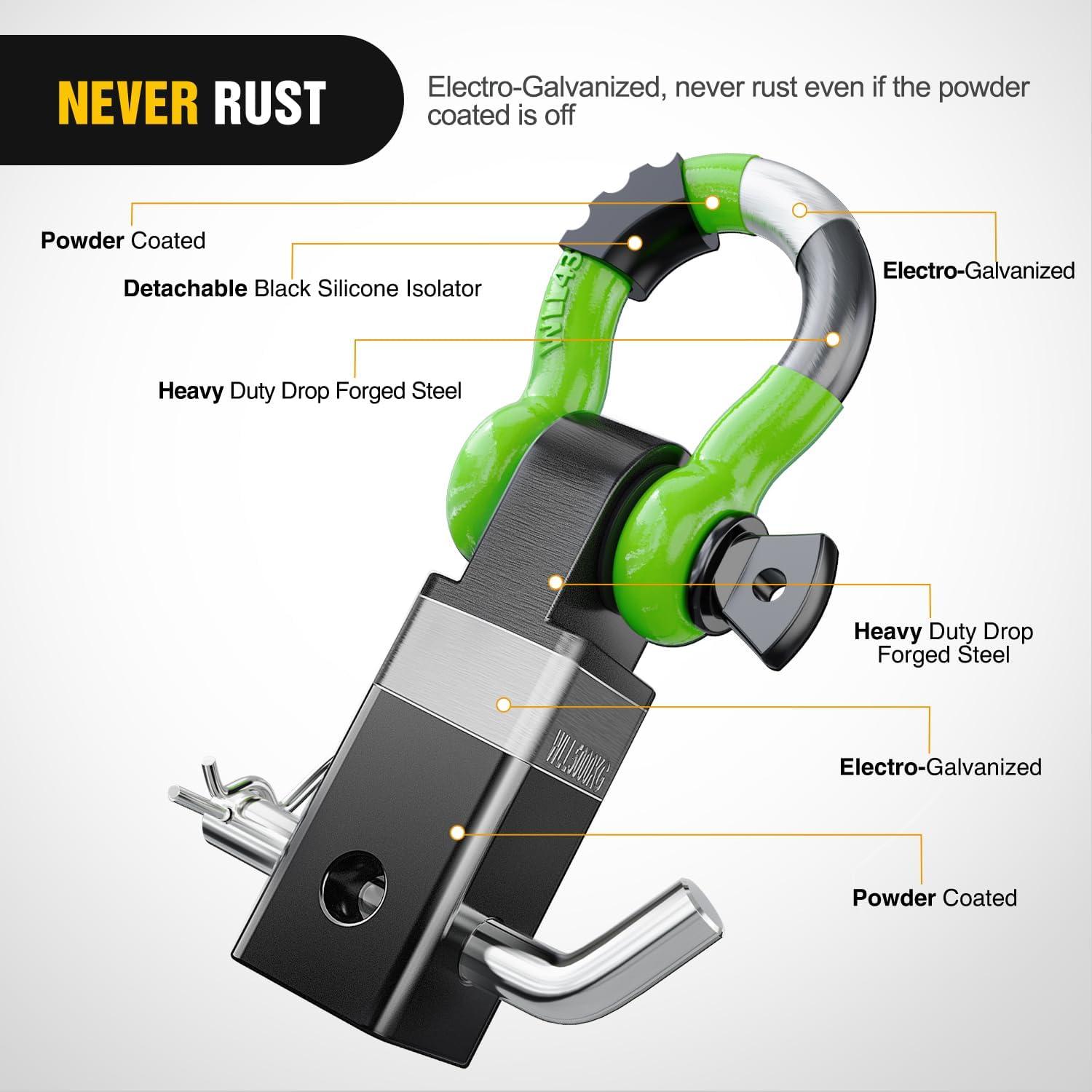 image:imageNilight Heavy Duty Trailer Shackle Kit for Double Eye Springs Fits 35K52K Axles DualStage AntiRust Coated Complete Installation Hardware Included Durable Suspension Repair Parts BlackBlackGreen