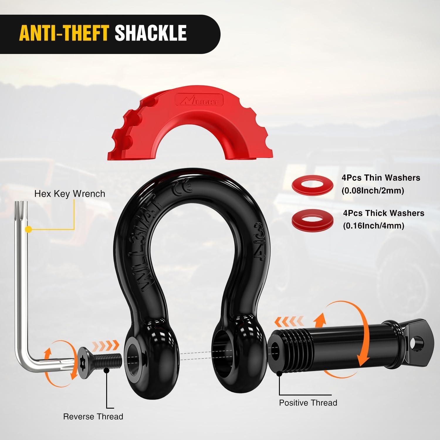 image:imageNilight Heavy Duty Trailer Shackle Kit for Double Eye Springs Fits 35K52K Axles DualStage AntiRust Coated Complete Installation Hardware Included Durable Suspension Repair Parts Black20ft Tow Strap DRing Shackle Hitch