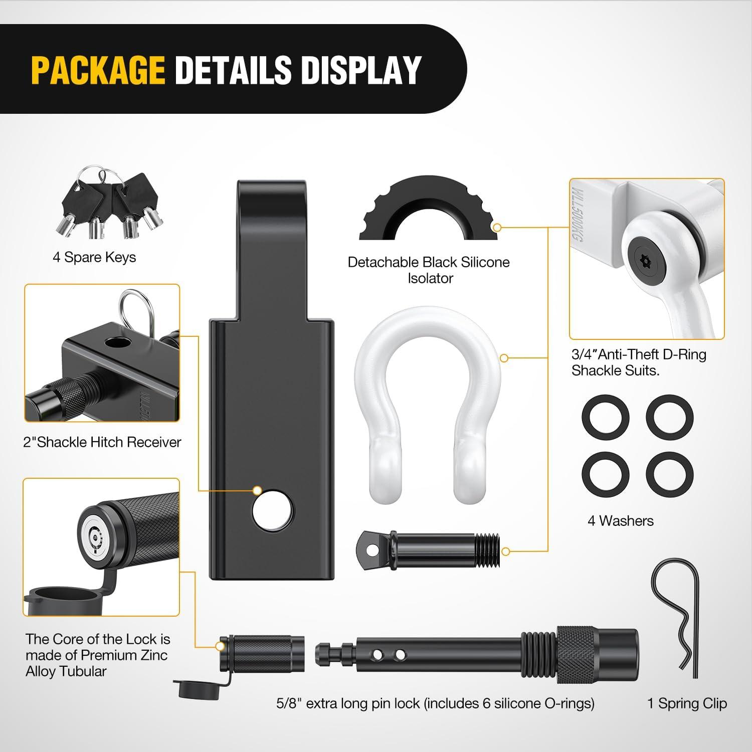 image:imageNilight Heavy Duty Trailer Shackle Kit for Double Eye Springs Fits 35K52K Axles DualStage AntiRust Coated Complete Installation Hardware Included Durable Suspension Repair Parts BlackHitch w Lock Pin White