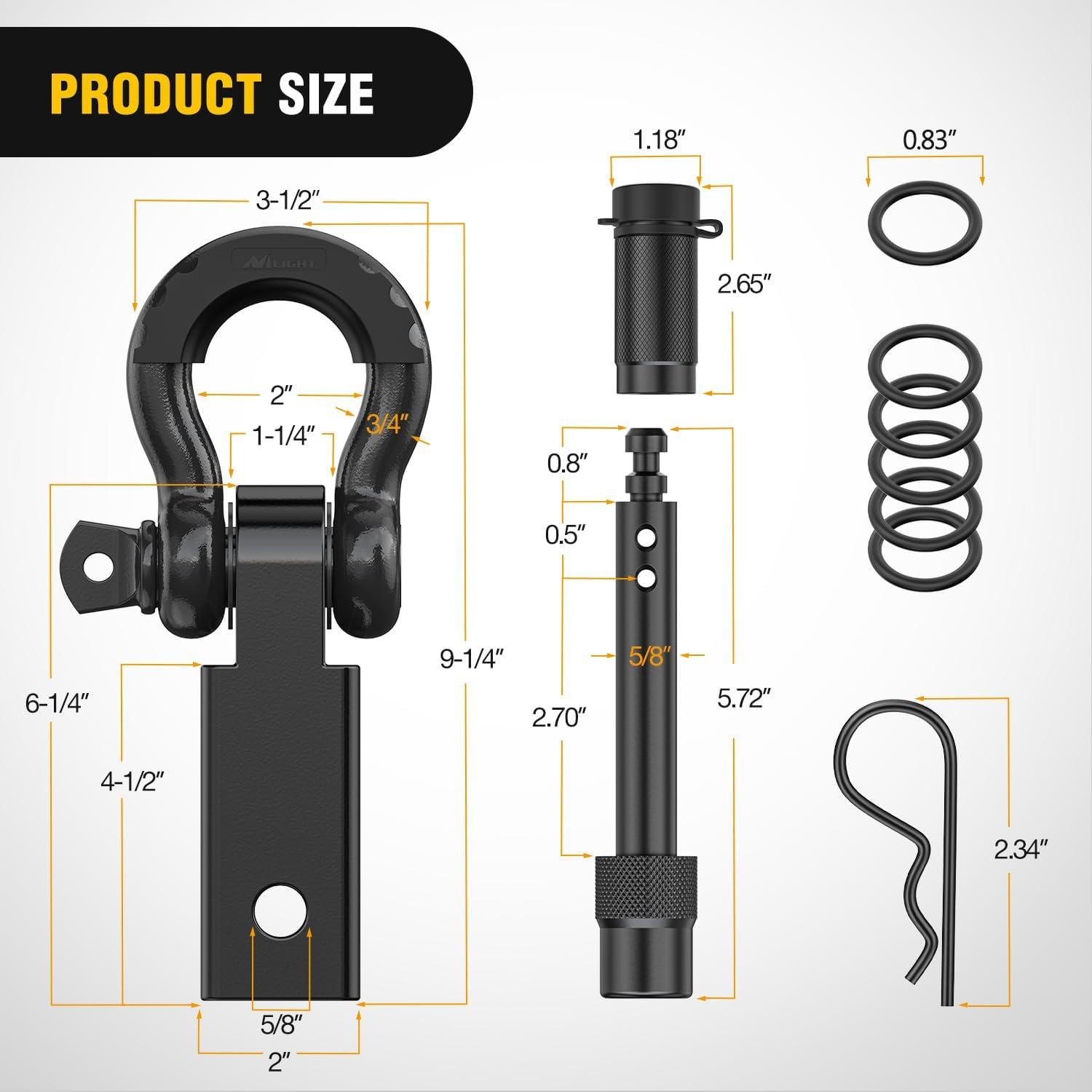 image:imageNilight Heavy Duty Trailer Shackle Kit for Double Eye Springs Fits 35K52K Axles DualStage AntiRust Coated Complete Installation Hardware Included Durable Suspension Repair Parts BlackHitch w Lock Pin Black