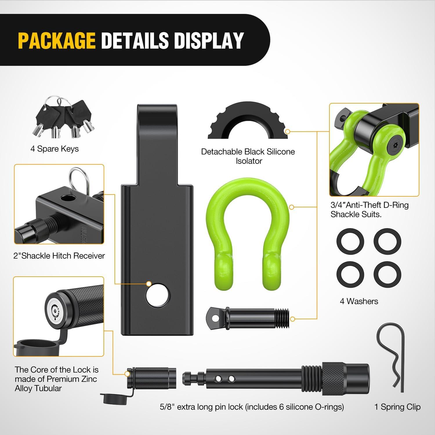 image:imageNilight Heavy Duty Trailer Shackle Kit for Double Eye Springs Fits 35K52K Axles DualStage AntiRust Coated Complete Installation Hardware Included Durable Suspension Repair Parts BlackHitch w Lock Pin Black Green