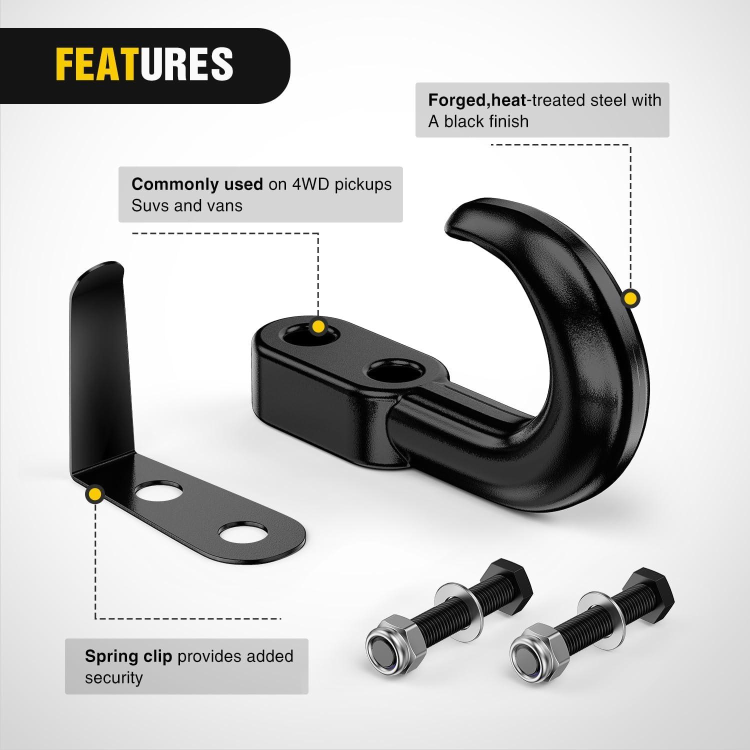 image:imageNilight Heavy Duty Trailer Shackle Kit for Double Eye Springs Fits 35K52K Axles DualStage AntiRust Coated Complete Installation Hardware Included Durable Suspension Repair Parts BlackBoltOn Tow Hooks