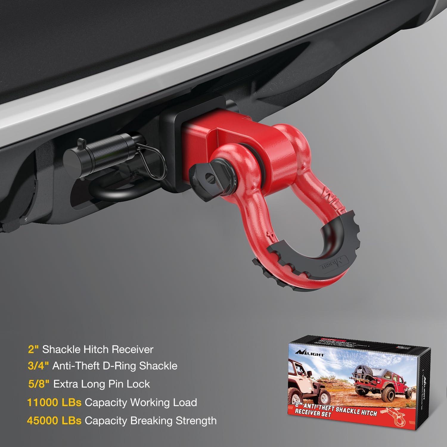 image:imageNilight Heavy Duty Trailer Shackle Kit for Double Eye Springs Fits 35K52K Axles DualStage AntiRust Coated Complete Installation Hardware Included Durable Suspension Repair Parts BlackHitch w Lock Pin Red