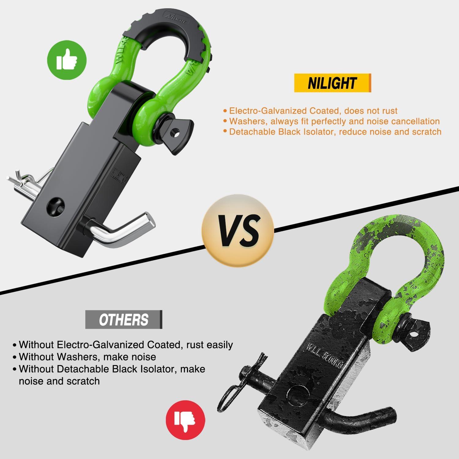 image:imageNilight Heavy Duty Trailer Shackle Kit for Double Eye Springs Fits 35K52K Axles DualStage AntiRust Coated Complete Installation Hardware Included Durable Suspension Repair Parts BlackBlackGreen