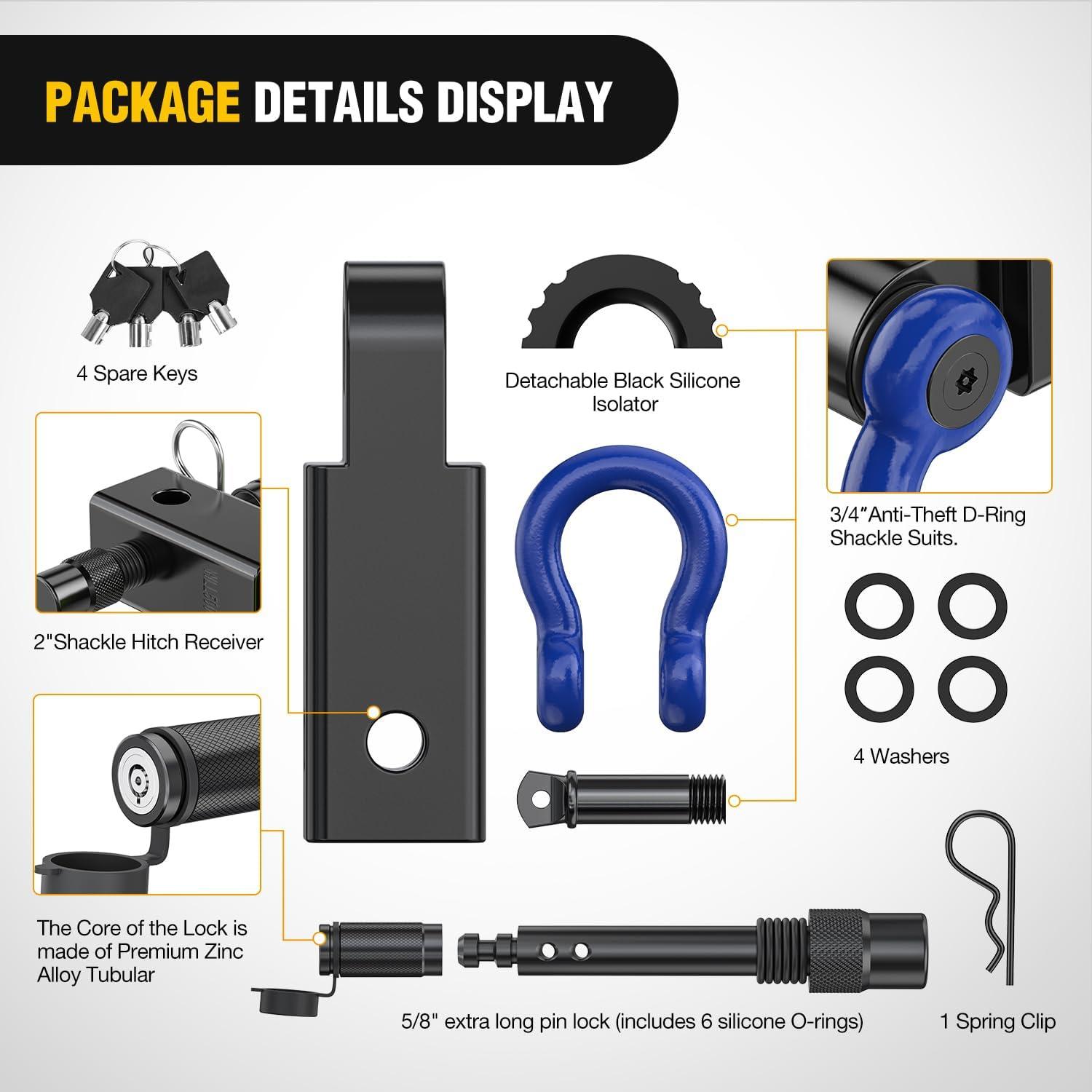 image:imageNilight Heavy Duty Trailer Shackle Kit for Double Eye Springs Fits 35K52K Axles DualStage AntiRust Coated Complete Installation Hardware Included Durable Suspension Repair Parts BlackHitch w Lock Pin Black Blue