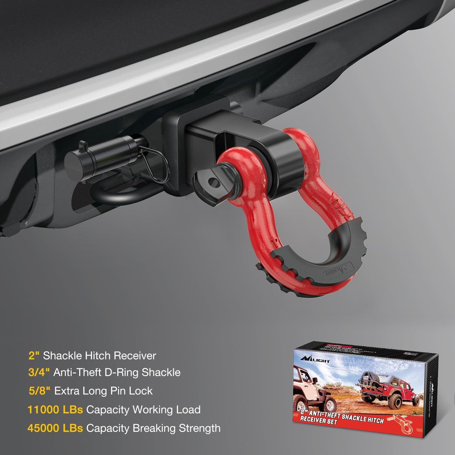 image:imageNilight Heavy Duty Trailer Shackle Kit for Double Eye Springs Fits 35K52K Axles DualStage AntiRust Coated Complete Installation Hardware Included Durable Suspension Repair Parts BlackHitch w Lock Pin Black Red