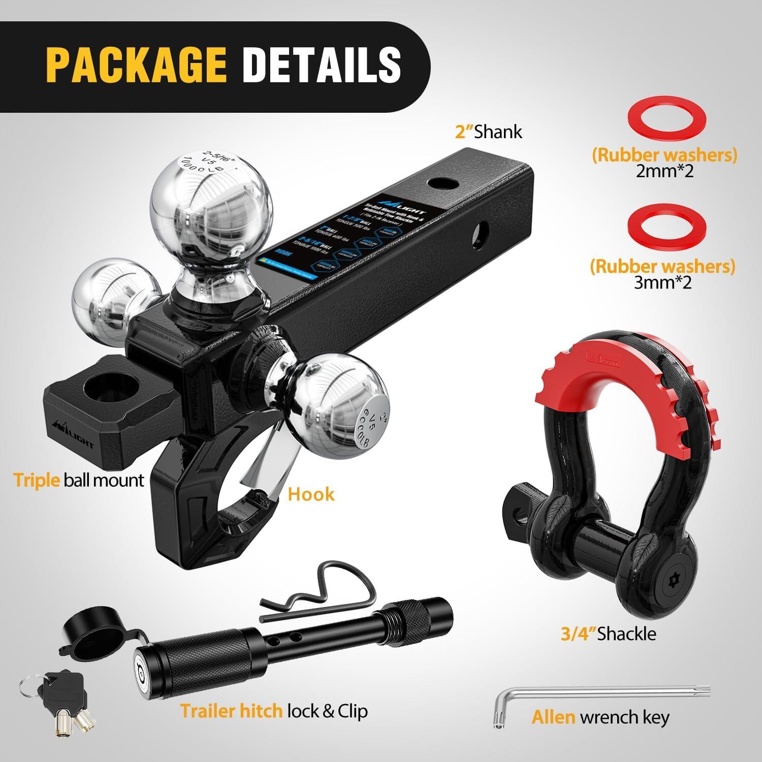 image:imageNilight Heavy Duty Trailer Shackle Kit for Double Eye Springs Fits 35K52K Axles DualStage AntiRust Coated Complete Installation Hardware Included Durable Suspension Repair Parts BlackTriBall Mount DRing Shackle