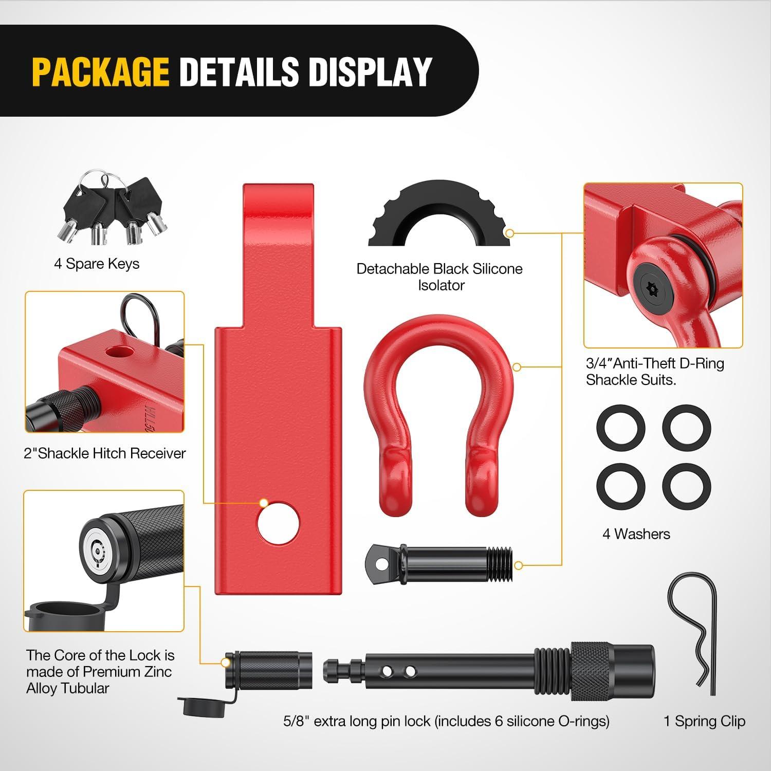image:imageNilight Heavy Duty Trailer Shackle Kit for Double Eye Springs Fits 35K52K Axles DualStage AntiRust Coated Complete Installation Hardware Included Durable Suspension Repair Parts BlackHitch w Lock Pin Red