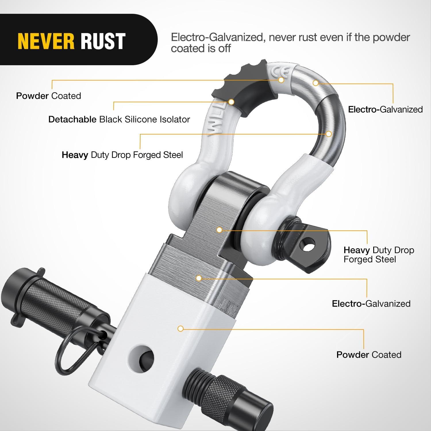 image:imageNilight Heavy Duty Trailer Shackle Kit for Double Eye Springs Fits 35K52K Axles DualStage AntiRust Coated Complete Installation Hardware Included Durable Suspension Repair Parts BlackHitch w Lock Pin White