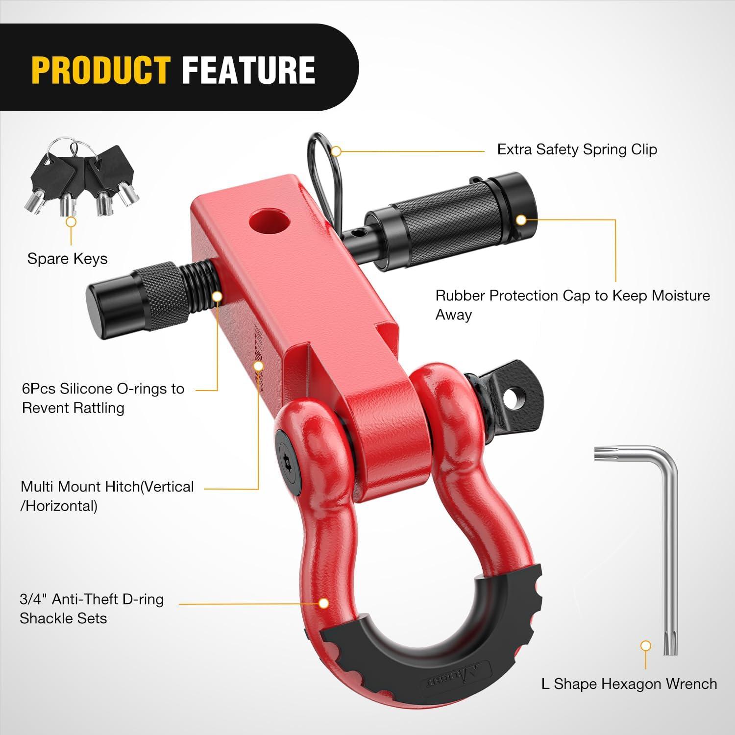 image:imageNilight Heavy Duty Trailer Shackle Kit for Double Eye Springs Fits 35K52K Axles DualStage AntiRust Coated Complete Installation Hardware Included Durable Suspension Repair Parts BlackHitch w Lock Pin Red