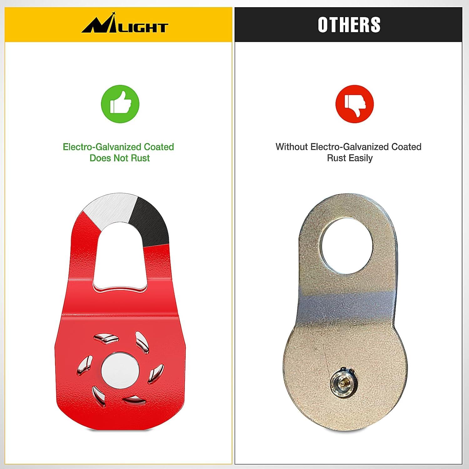 image:imageNilight Heavy Duty Trailer Shackle Kit for Double Eye Springs Fits 35K52K Axles DualStage AntiRust Coated Complete Installation Hardware Included Durable Suspension Repair Parts BlackWinch Snatch Block