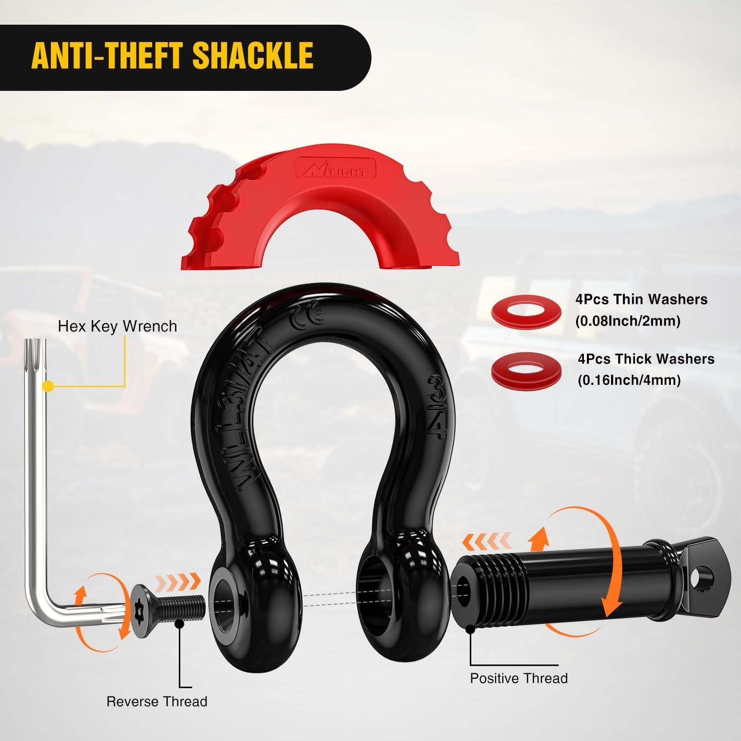 image:imageNilight Heavy Duty Trailer Shackle Kit for Double Eye Springs Fits 35K52K Axles DualStage AntiRust Coated Complete Installation Hardware Included Durable Suspension Repair Parts Black30ft Tow Strap DRing Shackle Hitch