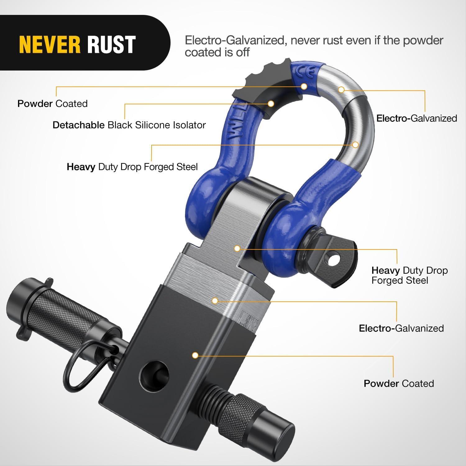 image:imageNilight Heavy Duty Trailer Shackle Kit for Double Eye Springs Fits 35K52K Axles DualStage AntiRust Coated Complete Installation Hardware Included Durable Suspension Repair Parts BlackHitch w Lock Pin Black Blue