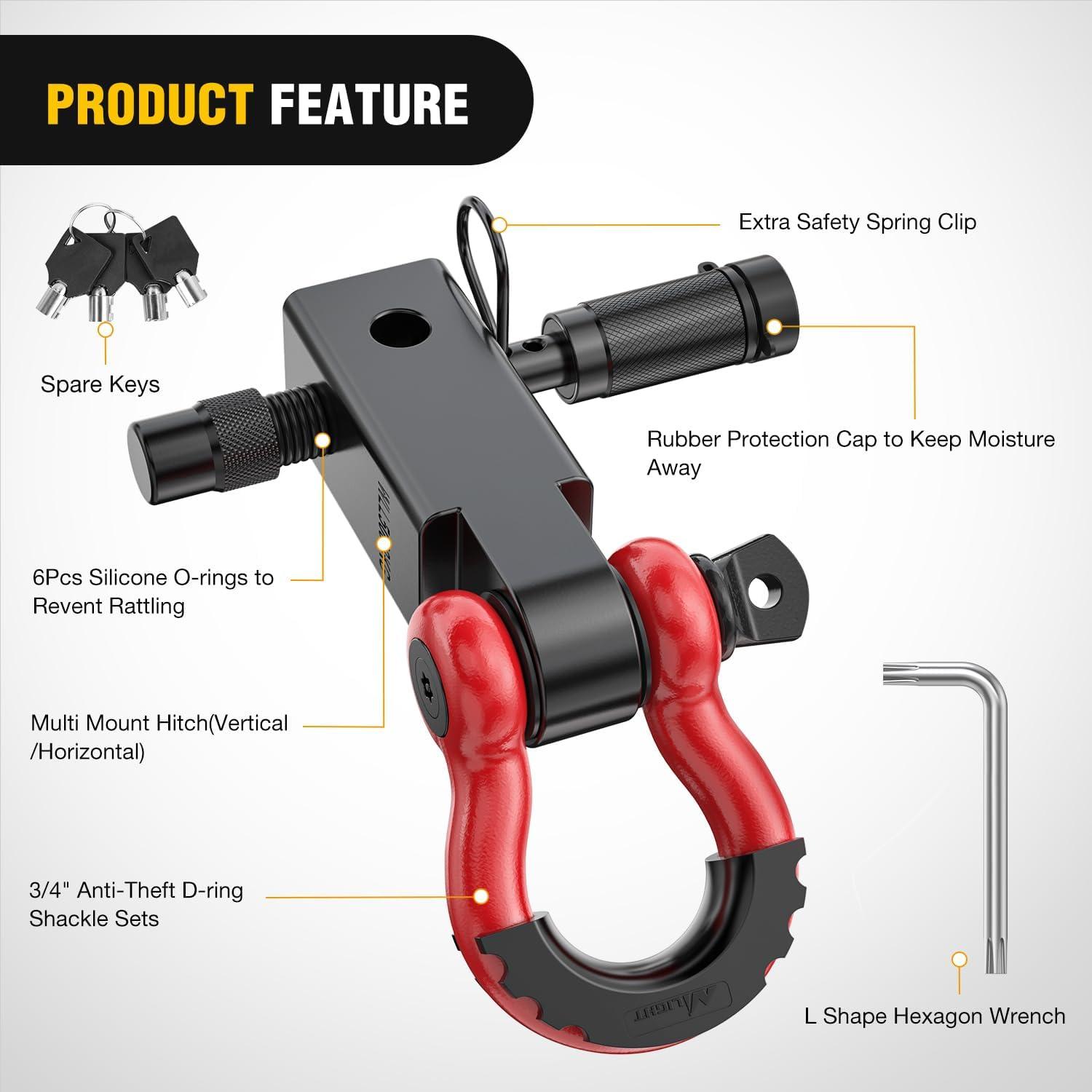 image:imageNilight Heavy Duty Trailer Shackle Kit for Double Eye Springs Fits 35K52K Axles DualStage AntiRust Coated Complete Installation Hardware Included Durable Suspension Repair Parts BlackHitch w Lock Pin Black Red