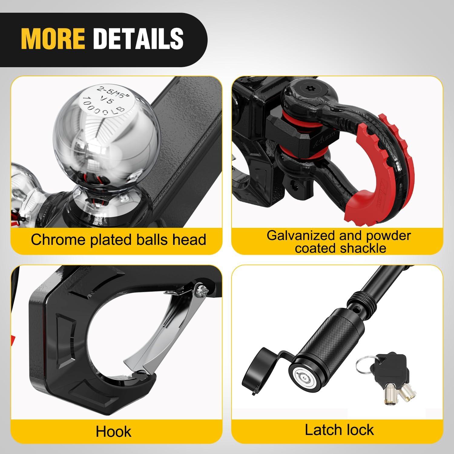image:imageNilight Heavy Duty Trailer Shackle Kit for Double Eye Springs Fits 35K52K Axles DualStage AntiRust Coated Complete Installation Hardware Included Durable Suspension Repair Parts BlackTriBall Mount DRing Shackle
