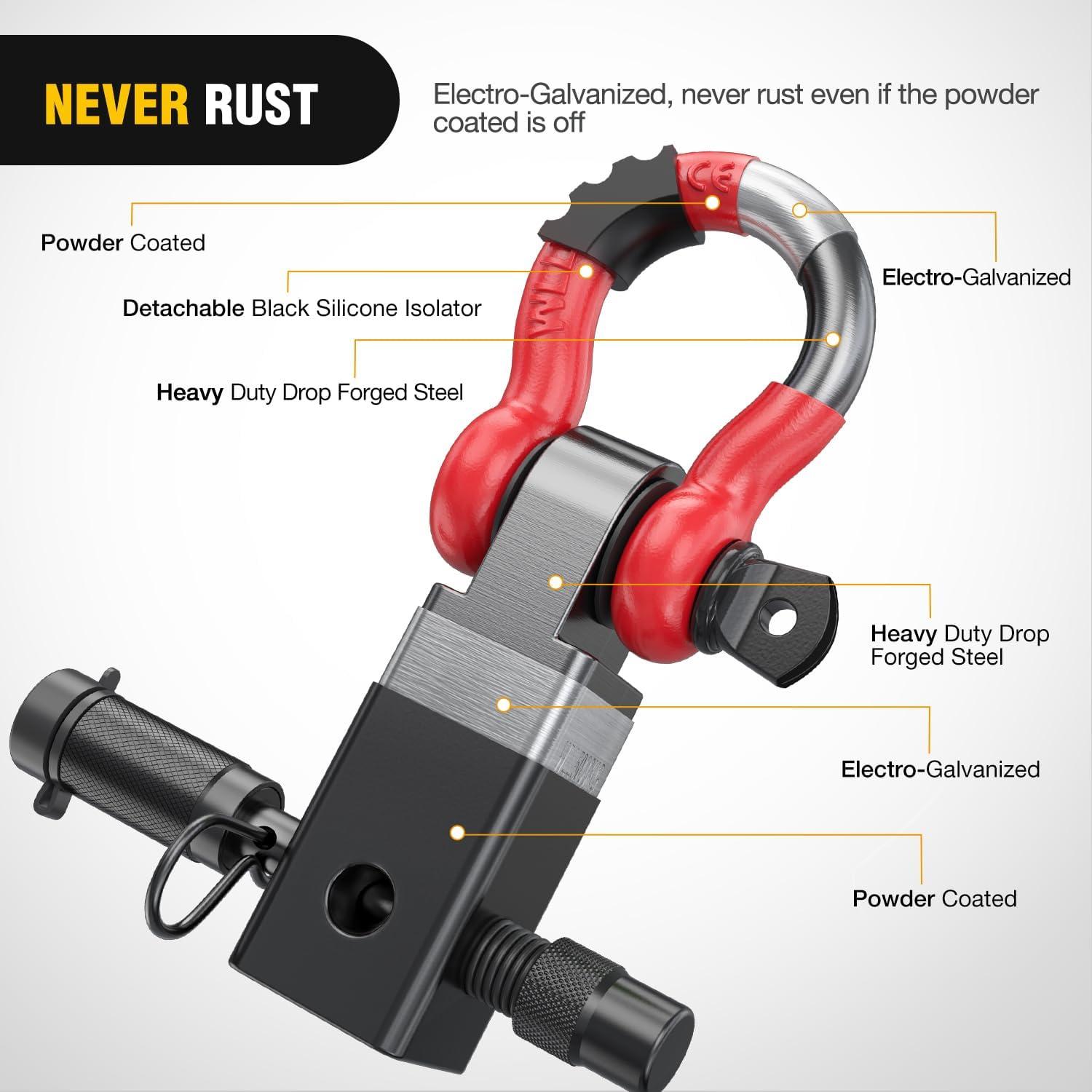 image:imageNilight Heavy Duty Trailer Shackle Kit for Double Eye Springs Fits 35K52K Axles DualStage AntiRust Coated Complete Installation Hardware Included Durable Suspension Repair Parts BlackHitch w Lock Pin Black Red
