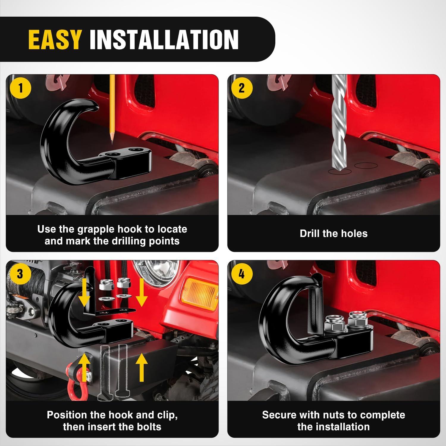image:imageNilight Heavy Duty Trailer Shackle Kit for Double Eye Springs Fits 35K52K Axles DualStage AntiRust Coated Complete Installation Hardware Included Durable Suspension Repair Parts BlackBoltOn Tow Hooks