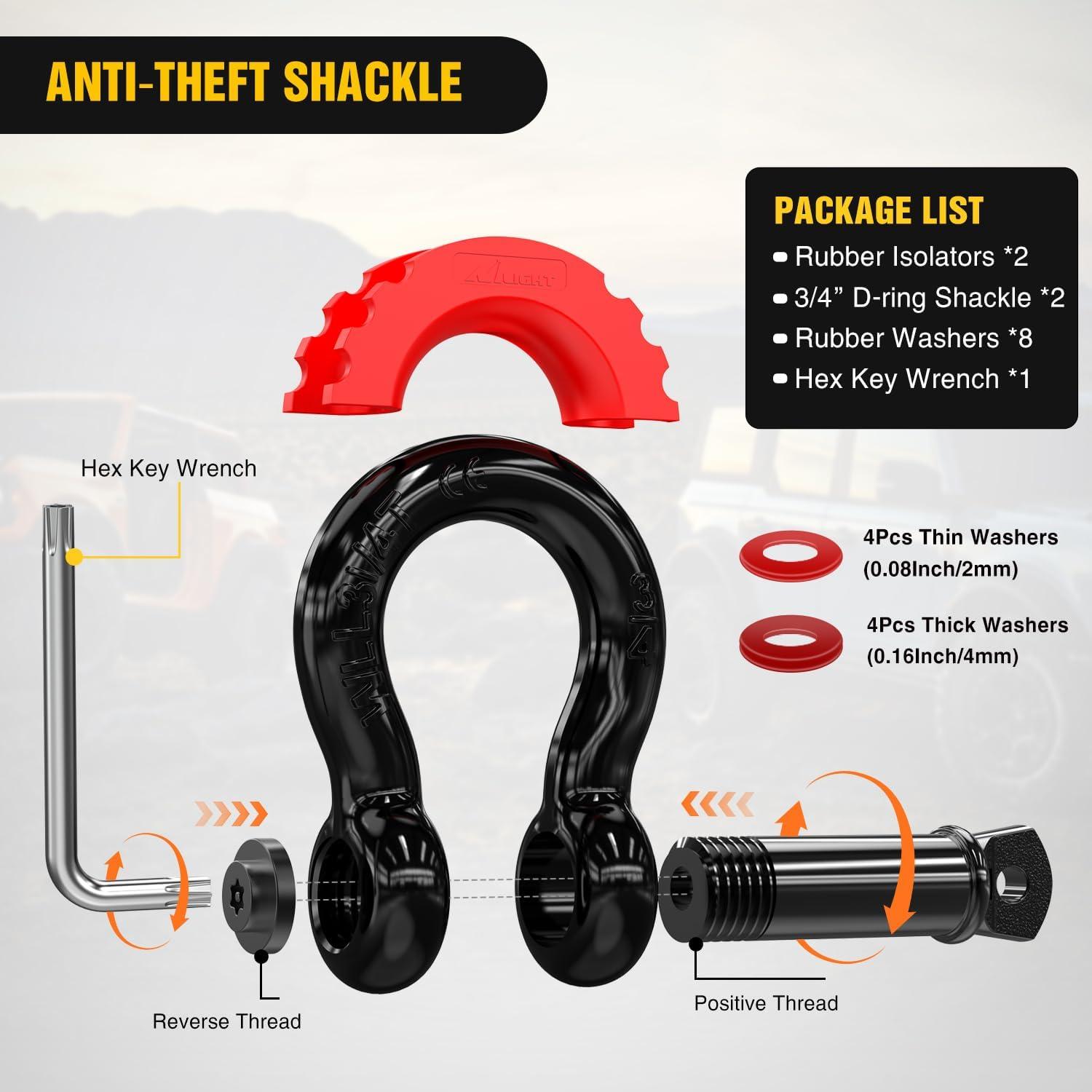 image:imageNilight Heavy Duty Trailer Shackle Kit for Double Eye Springs Fits 35K52K Axles DualStage AntiRust Coated Complete Installation Hardware Included Durable Suspension Repair Parts Black30ft Tow Strap DRing Shackle