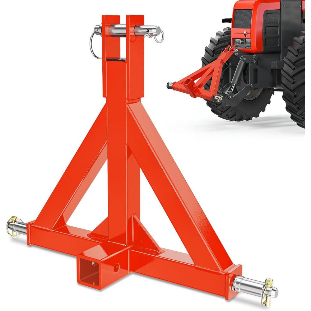 image:imageNilight 3 Point 2 Trailer Hitch Receiver for Category 1 Tractor Heavy Duty Quick Hitch Drawbar Adapter 3000LBS Capacity Compatible with Kubota BX John Deere Kioti Yanmar NorTrac Mahindra Ford Cat2 Trailer Hitch Receiver Orange