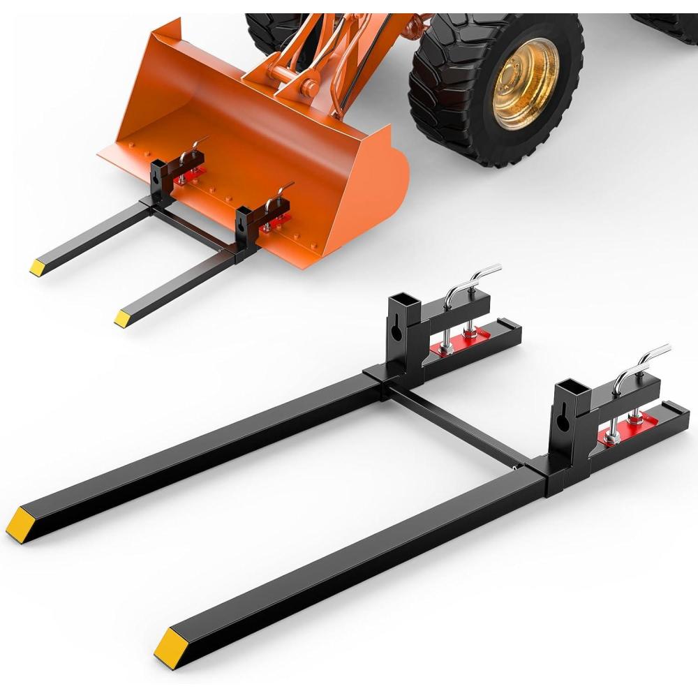 image:imageNilight 3 Point 2 Trailer Hitch Receiver for Category 1 Tractor Heavy Duty Quick Hitch Drawbar Adapter 3000LBS Capacity Compatible with Kubota BX John Deere Kioti Yanmar NorTrac Mahindra Ford Cat60 Pallet Forks w Stabiliser Bar