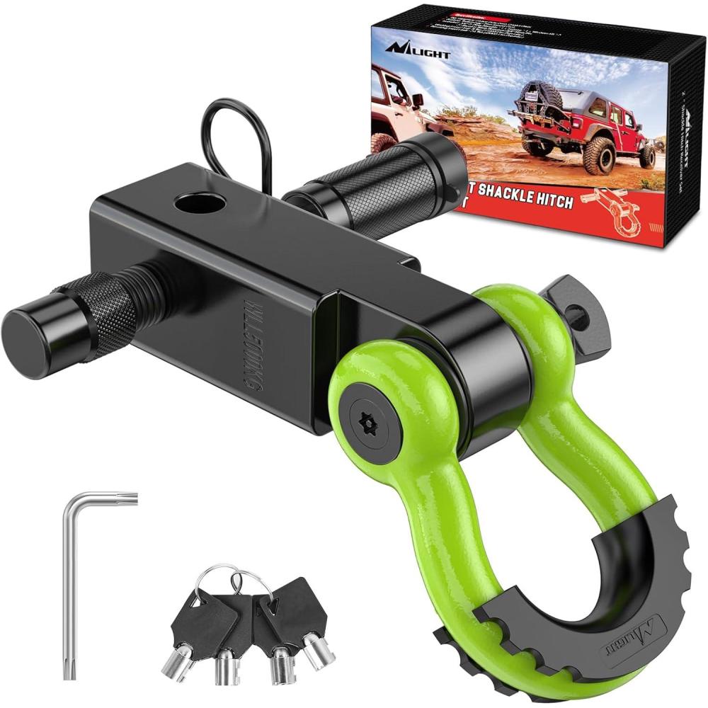 image:imageNilight Heavy Duty Trailer Shackle Kit for Double Eye Springs Fits 35K52K Axles DualStage AntiRust Coated Complete Installation Hardware Included Durable Suspension Repair Parts BlackHitch w Lock Pin Black Green