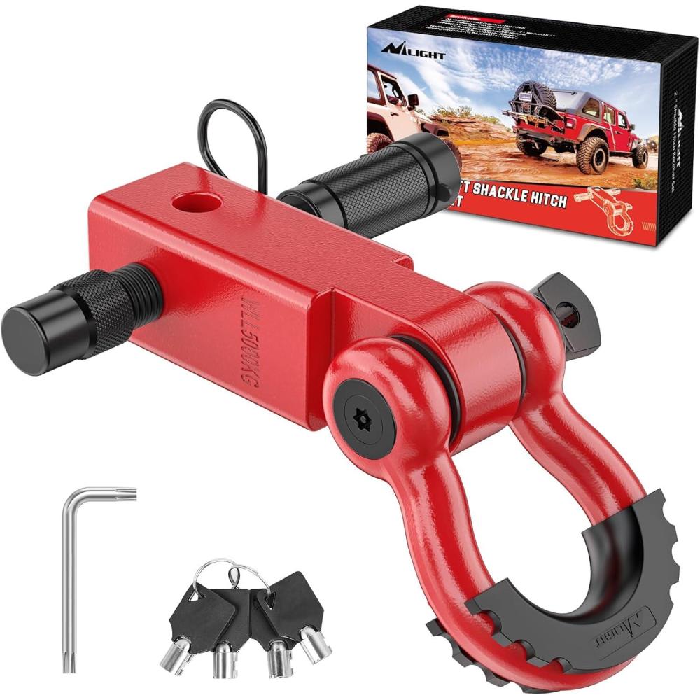 image:imageNilight Heavy Duty Trailer Shackle Kit for Double Eye Springs Fits 35K52K Axles DualStage AntiRust Coated Complete Installation Hardware Included Durable Suspension Repair Parts BlackHitch w Lock Pin Red