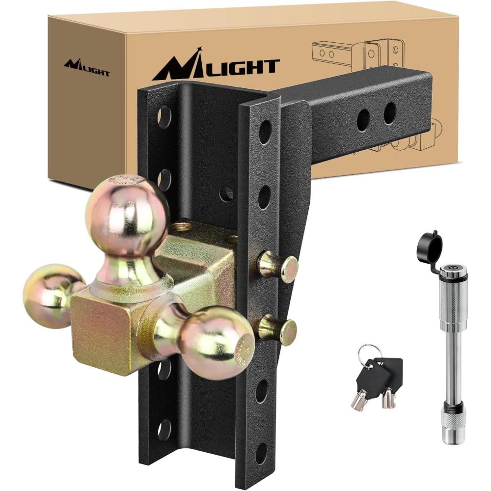image:imageNilight Heavy Duty Trailer Shackle Kit for Double Eye Springs Fits 35K52K Axles DualStage AntiRust Coated Complete Installation Hardware Included Durable Suspension Repair Parts BlackTriBall Trailer Hitch Adjustable