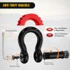 Nilight Heavy Duty Trailer Shackle Kit for Double Eye Springs Fits 3.5K–5.2K Axles Dual-Stage Anti-Rust Coated Complete Installation Hardware Included Durable Suspension Repair Parts Black(30ft Tow Strap +D-Ring Shackle +Hitch)