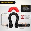 Nilight Heavy Duty Trailer Shackle Kit for Double Eye Springs Fits 3.5K–5.2K Axles Dual-Stage Anti-Rust Coated Complete Installation Hardware Included Durable Suspension Repair Parts Black(30ft Tow Strap +D-Ring Shackle)