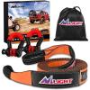 Nilight Heavy Duty Trailer Shackle Kit for Double Eye Springs Fits 3.5K–5.2K Axles Dual-Stage Anti-Rust Coated Complete Installation Hardware Included Durable Suspension Repair Parts Black(20ft Tow Strap +D-Ring Shackle)