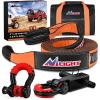 Nilight Heavy Duty Trailer Shackle Kit for Double Eye Springs Fits 3.5K–5.2K Axles Dual-Stage Anti-Rust Coated Complete Installation Hardware Included Durable Suspension Repair Parts Black(20ft Tow Strap +D-Ring Shackle +Hitch)