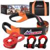 Nilight Heavy Duty Trailer Shackle Kit for Double Eye Springs Fits 3.5K–5.2K Axles Dual-Stage Anti-Rust Coated Complete Installation Hardware Included Durable Suspension Repair Parts Black(8ft Tow Strap +D-Ring Shackle +Block)