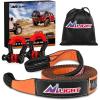 Nilight Heavy Duty Trailer Shackle Kit for Double Eye Springs Fits 3.5K–5.2K Axles Dual-Stage Anti-Rust Coated Complete Installation Hardware Included Durable Suspension Repair Parts Black(30ft Tow Strap +D-Ring Shackle)