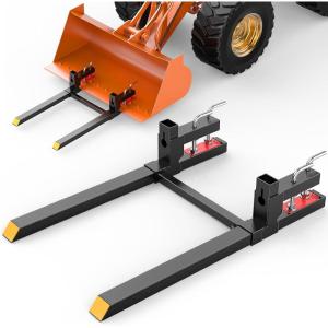 Nilight 3 Point 2″ Trailer Hitch Receiver for Category 1 Tractor Heavy Duty Quick Hitch Drawbar Adapter 3000LBS Capacity Compatible with Kubota BX John Deere Kioti Yanmar NorTrac Mahindra Ford Cat(43″ Pallet Forks w/ Stabiliser Bar)
