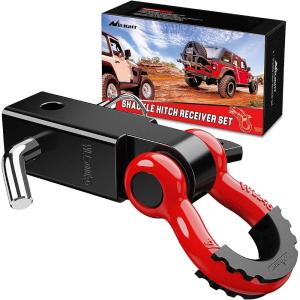 Nilight Heavy Duty Trailer Shackle Kit for Double Eye Springs Fits 3.5K–5.2K Axles Dual-Stage Anti-Rust Coated Complete Installation Hardware Included Durable Suspension Repair Parts Black(Black+Red)