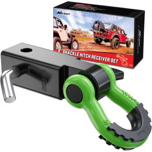 Nilight Heavy Duty Trailer Shackle Kit for Double Eye Springs Fits 3.5K–5.2K Axles Dual-Stage Anti-Rust Coated Complete Installation Hardware Included Durable Suspension Repair Parts Black(Black+Green)