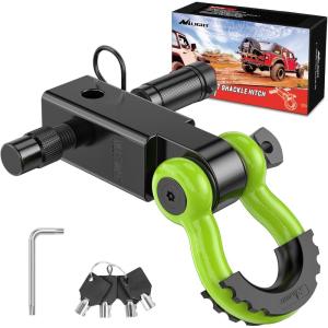 Nilight Heavy Duty Trailer Shackle Kit for Double Eye Springs Fits 3.5K–5.2K Axles Dual-Stage Anti-Rust Coated Complete Installation Hardware Included Durable Suspension Repair Parts Black(Hitch w/ Lock Pin Black Green)